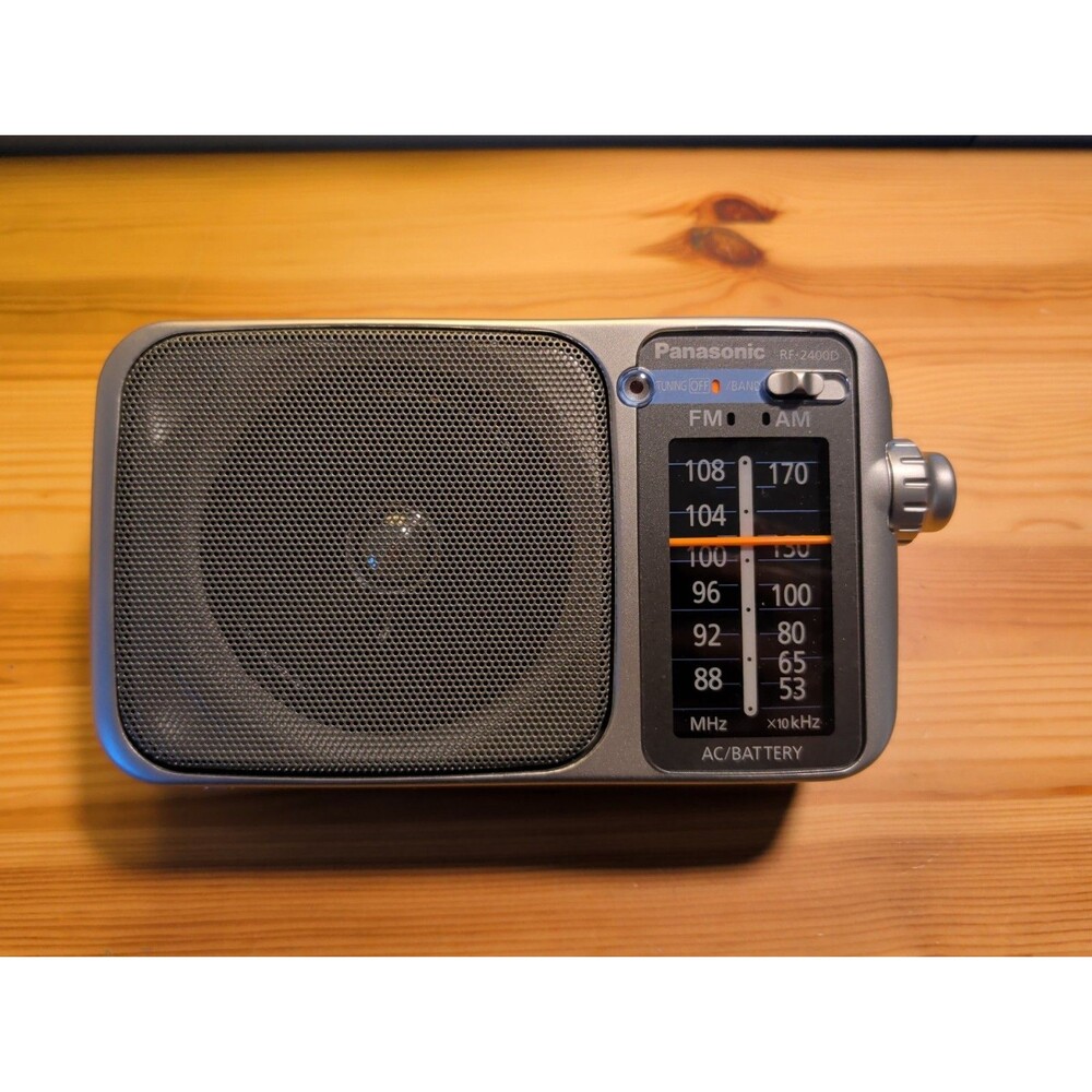 Panasonic RF-2400D AM/FM Portable Radio Silver Tested 2-Band Receiver